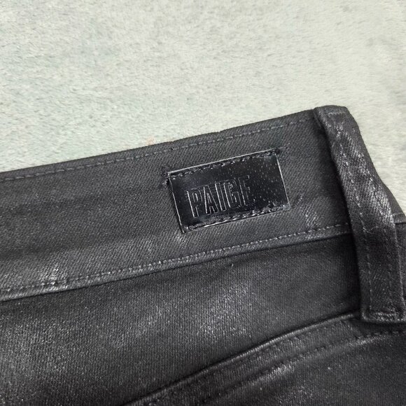 Paige Jeans Womens 28 Claudine Black Fog Luxe Coating Transend Denim Ankle Flare - Picture 4 of 9